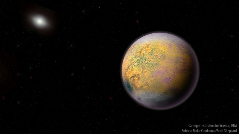 An artist's conception of a distant Solar System Planet X, which could be shaping the orbits of smaller extremely distant outer Solar System objects like 2015 TG387 discovered by a team of Carnegie's Scott Sheppard, Northern Arizona University's Chad Trujillo, and the University of Hawaii's David Tholen TG 387