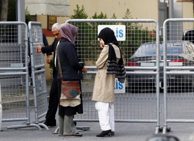 Fiance of Jamal Khashoggi and her friend wait outside Saudi consulate in Istanbul Fiance of Jamal Khashoggi and her friend wait outside Saudi consulate in Istanbul