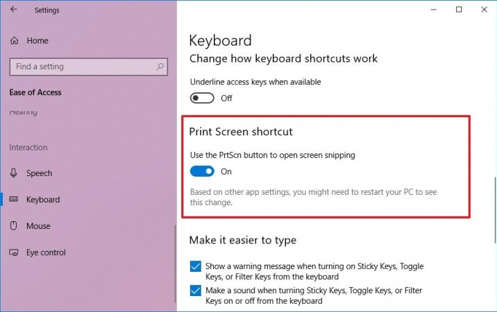 screen snip shortcut key