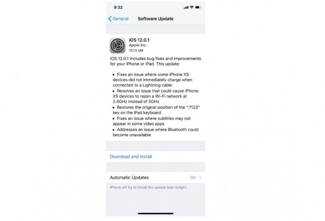 Apple iOS 12.0.1 update comes with several bug fixes. Apple, iOS 12.0.1, update, bug fix