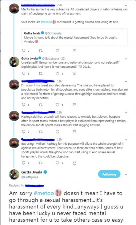 Jwala Gutta reacts to a Twitter user's comment. Jwala Gutta