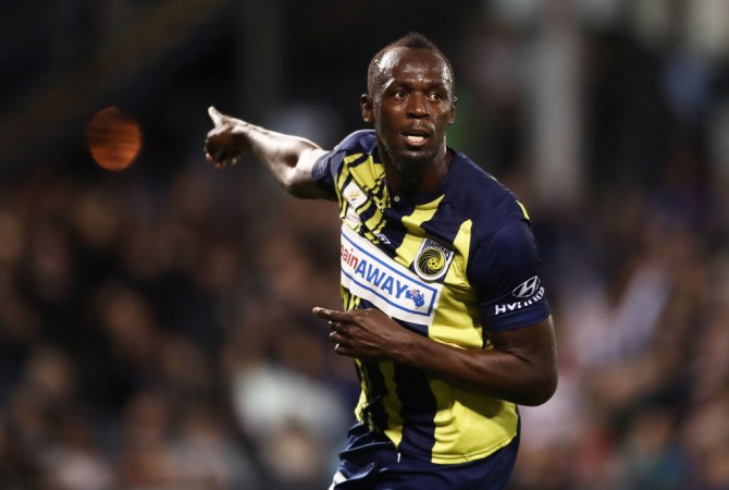 Usain Bolt scored a brace for Central Coast Mariners on Friday. Usain Bolt