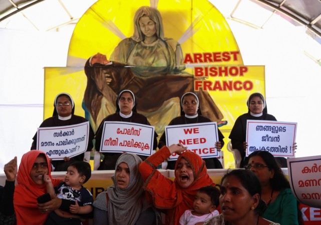 Protesters against Bishop Franco Mulakkal Protests against nuns rape case