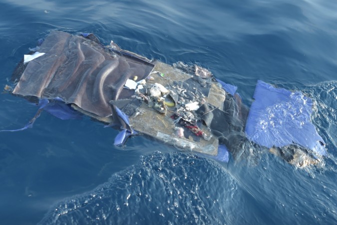 Debris from the ill-fated Lion Air flight JT 610 floats at sea in the waters north of Karawang, West Java province, on October 29, 2018. Lion Air