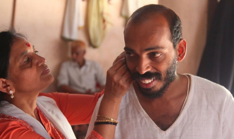 Raj B Shetty on the sets of Ammachi Yemba Nenapu. Raj B Shetty