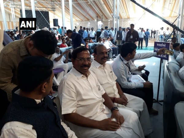 Tamil Nadu Ministers Kadambur Raju and Ma Foi K. Pandiarajan at the inaugural sardar statue inauguration