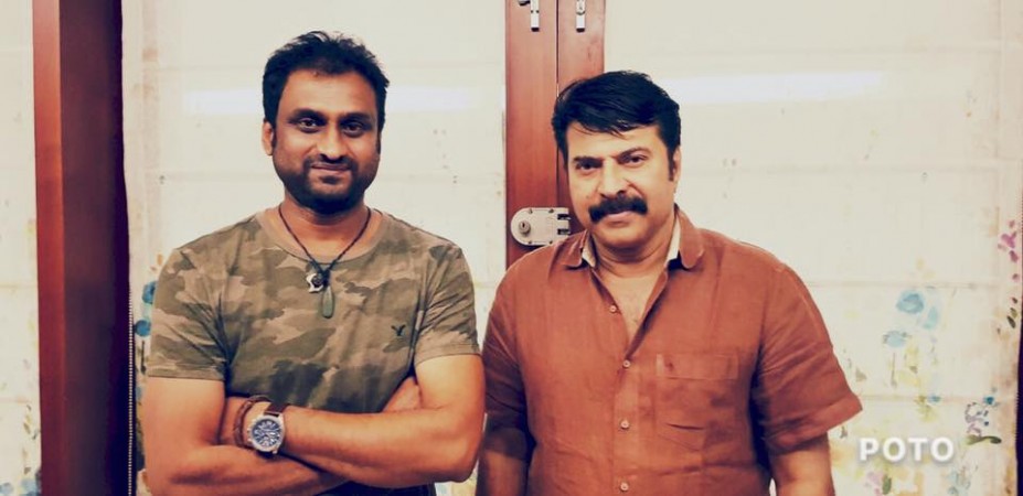 Mammootty with Mahi V Raghav on Yatra set Mammootty with Mahi V Raghav on Yatra set