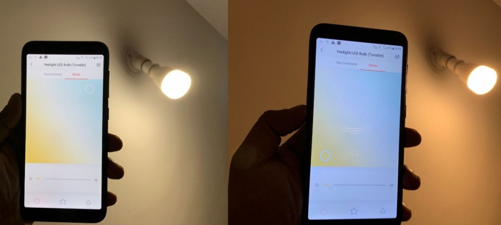 Yeelight Smart LED Bulb's brightness can be controlled on both Android and iOS mobile phones. Yeelight, Smart LED Bulb, Tunable white, review, price,India