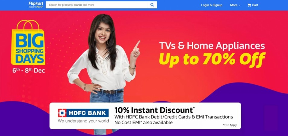Flipkart will offer huge discounts on home appliances during the Big Shopping Days sale. Flipkart, Big Shopping Days, sale, discount offer, smart LED TVs, Washing machine