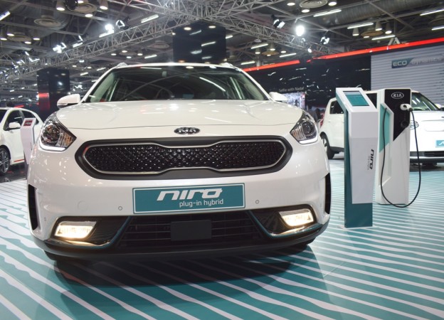 Kia Niro Plug-in Hybrid on display at Auto Expo 2018 Kia Niro, electric vehicle