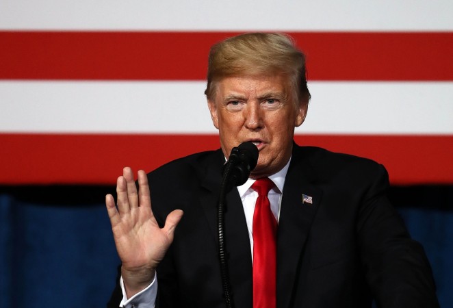 President Donald Trump addresses the Project Safe Neighborhoods National Conference on December 07, 2018 in Kansas City, Missouri. Trump delivered the closing address speaking about the department's strategy for reducing violent crime. donald trump