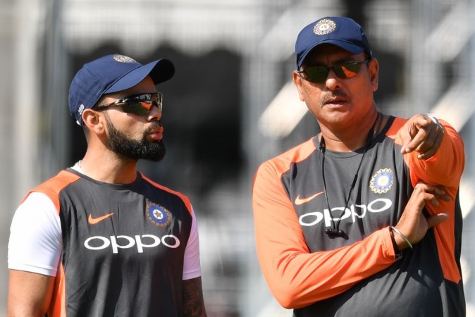 Virat Kohli (L) and Ravi Shastri (R) during a practice session at Lords Virat Kohli Ravi Shastri