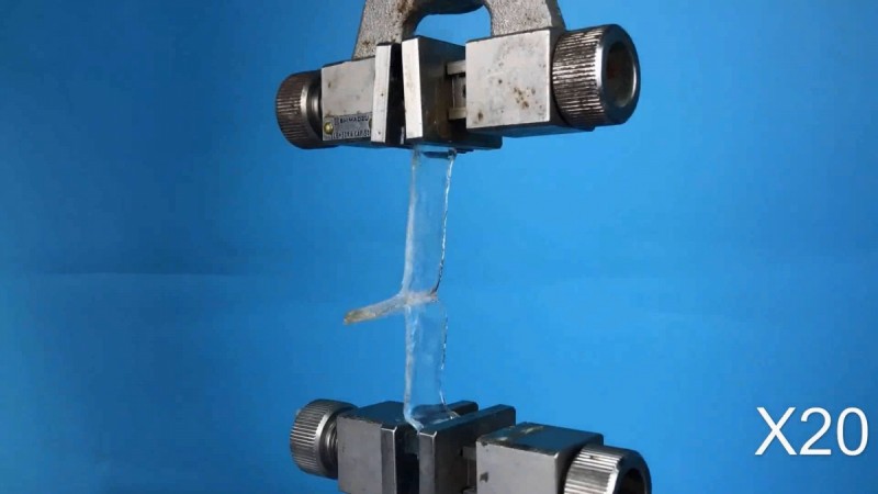 These two hydrogels, adhered with an aqueous solution of polymer chains, come apart easily in the presence of UV light. (Photo Credit: adhesive light separation