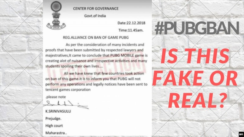 Fake PUBG Ban notice goes viral Fake PUBG Ban notice goes viral