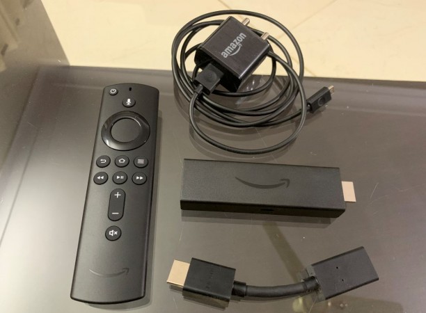 Amazon Fire TV Stick 4K package contents. Amazon, Fire TV Stick 4K, review, remote, Alexa, Echo smart speaker