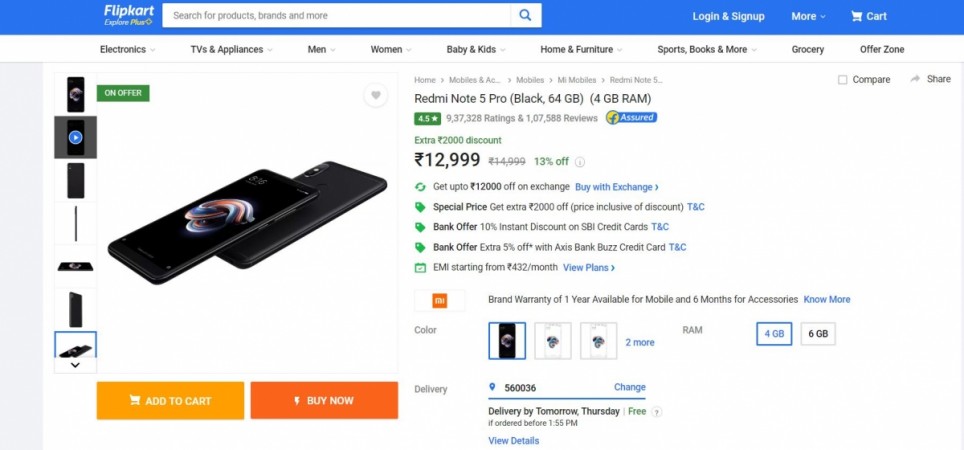Xiaomi Redmi Note 5 Pro can be grabbed for Rs 999 on Flipkart Mobile Bonanza Xiaomi, Redmi Note 5 Pro, Flipkart, Mobiles Bonanza sale,