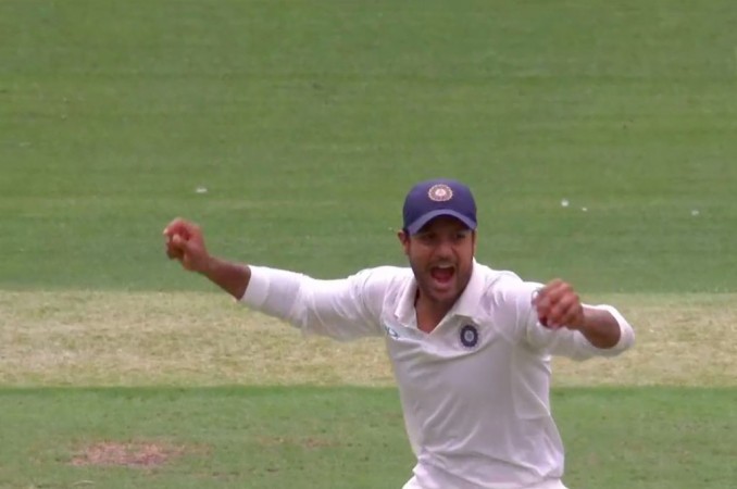 Mayank Agarwal exults after taking a stunning catch Mayank Agarwal