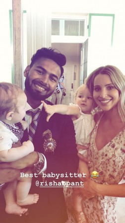Tim Paine's wife Bonnie Paine with Rishabh Pant. Rishabh Pant Tim Paine Bonnie Paine