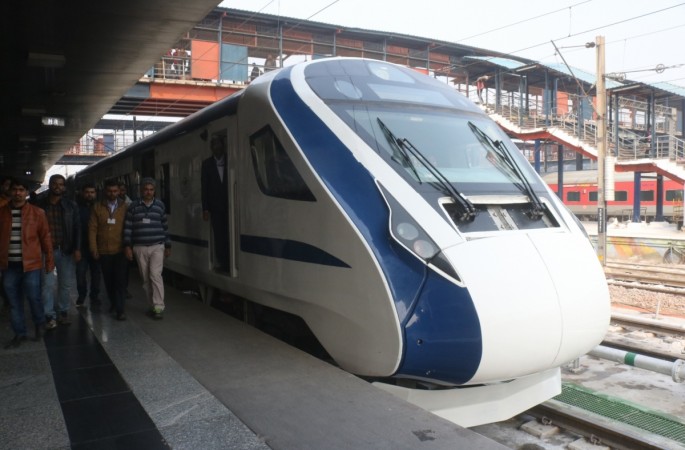 India's first locomotive-less train or Train 18 at New Delhi Railway station, on Jan 2, 2019. locomotive-less train 18