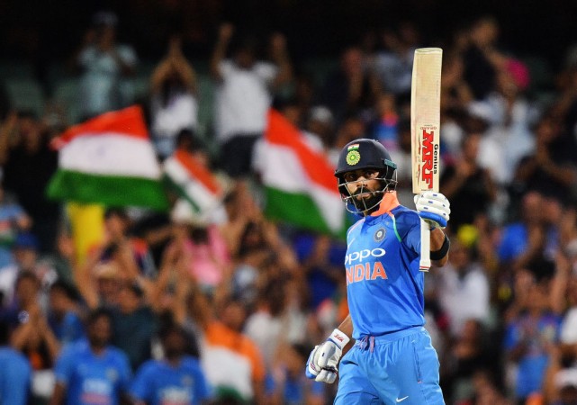 Virat Kohli celebrating his century in Adelaide. Virat Kohli