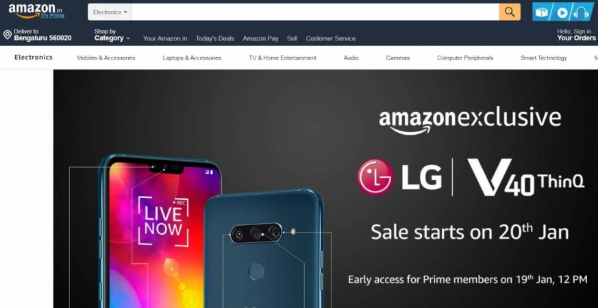LG V40 ThinQ will be available exclusively on Amazon India later this week. LG, V40 ThinQ, Amazon, India, launch