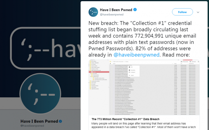 Hackers dump 700 million-plus email IDs online Hackers dump 700 million-plus email IDs online