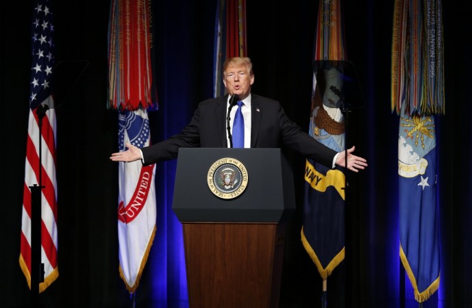 ARLINGTON, VA - JANUARY 17: (AFP OUT) U.S. President Donald J. Trump speaks during a Missile Defense Review announcement on January 17, 2019 at the Pentagon, in Arlington, Virginia. Trump pushed for a more aggressive missle defense system to counter threats from North Korea, Russia and China. President Trump Speaks About Missle Defense Doctrine At The Pentagon