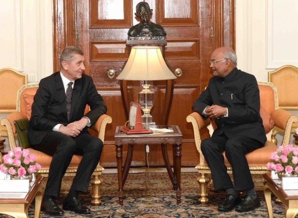 Czech Prime Minister Andrej Babis meets President Ram Nath Kovind at Rashtrapati Bhavan in New Delhi, on Jan 19, 2019. Czech Prime Minister Andrej Babis
