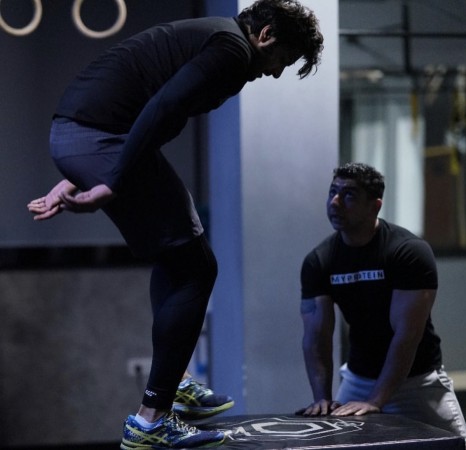 Ali Fazal with fitness trainer Mustafa Ahmed Ali Fazal, Mustafa Ahmed