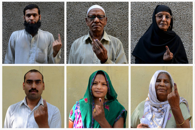 Indian voters after casting their votes