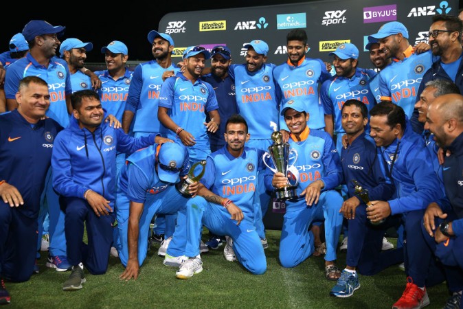 The Indian contingent after winning the ODI series 4-1 on Sunday. India cricket team
