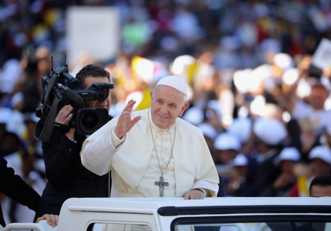 ABU DHABI, UNITED ARAB EMIRATES - FEBRUARY 05: Pope Francis arrives to celebrate Mass at Zayed Sport City on February 5, 2019 in Abu Dhabi, United Arab Emirates. Pope Francis visits the UAE for a landmark, three-day visit. It will be the first time that a Pope has ever come to the United Arab Emirates. Pope Francis Abu Dhabi