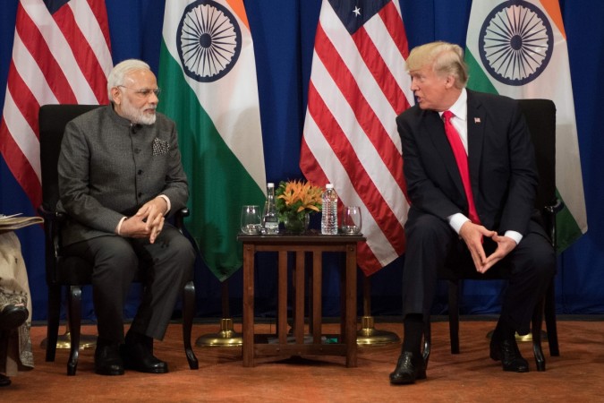 US President Donald Trump (R) speaks with Indian Prime Minister Narendra Modi during a bilateral meeting on the sideline of the 31st Association of Southeast Asian Nations (ASEAN) Summit in Manila on November 13, 2017. Trump Modi