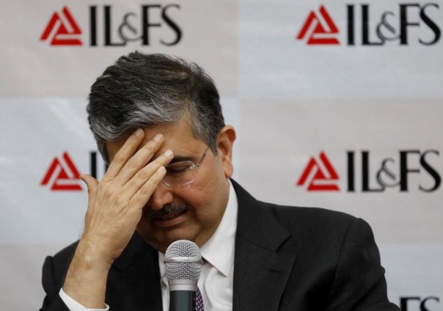 Uday Kotak, newly appointed Non-Executive Chairman of Infrastructure Leasing and Financial Services Ltd. (IL&FS) addresses a news conference at the company's headquarters in Mumbai, October 4, 2018. Uday Kotak