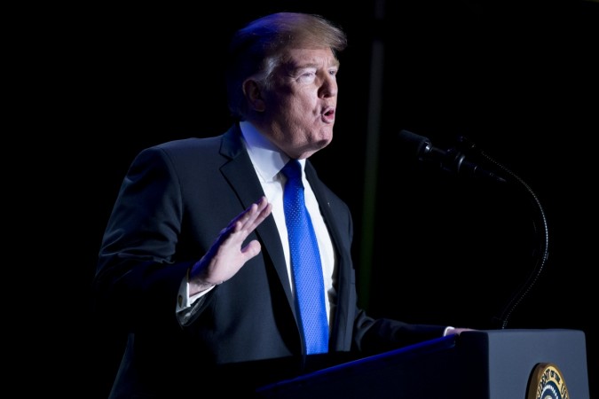 President Donald Trump speaks at the Major County Sheriffs and Major Cities Chiefs Association Joint Conference February 13, 2019 in Washington, DC. Trump took the opportunity to deliver remarks on his border-security and immigration policy. Republican leaders are asking Trump to sign legislation that allocates about $1.375 billion for over fifty miles of physical barriers along the border. Signing the agreement would prevent another partial shutdown of the federal government that would begin February 16. US President Donald Trump