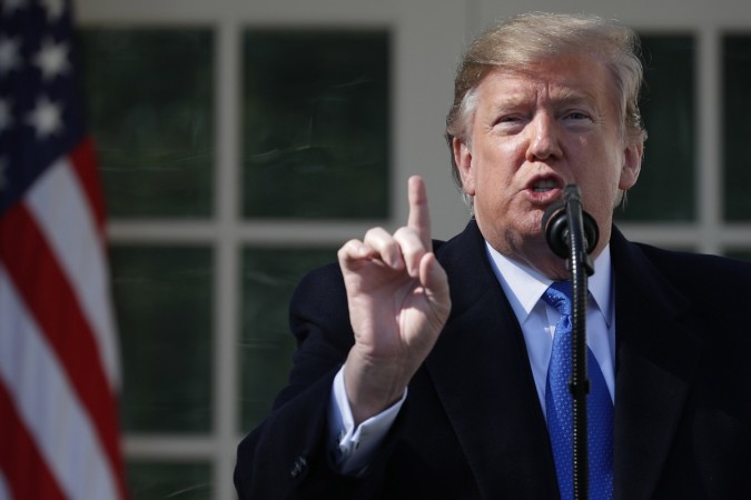 U.S. President Donald Trump speaks on border security during a Rose Garden event at the White House February 15, 2019 in Washington, DC. Donald Trump