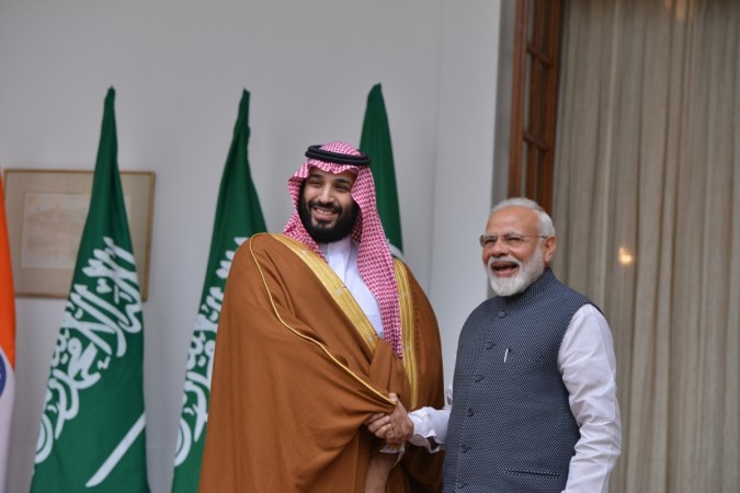 Prime Minister Narendra Modi and Saudi Crown Prince Mohammad Bin Salman during a meeting at Hyderabad House in New Delhi on Feb 20, 2019. mohammad bin salman Modi