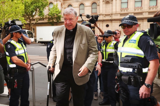 Cardinal George Pell arrives at County Court on February 26, 2019 in Melbourne, Australia. Pell, once the third most powerful man in the Vatican and Australia's most senior Catholic, was found guilty on 11 December in Melbourne's county court, but the result was subject to a suppression order and can only be reported today. Cardinal George Pell