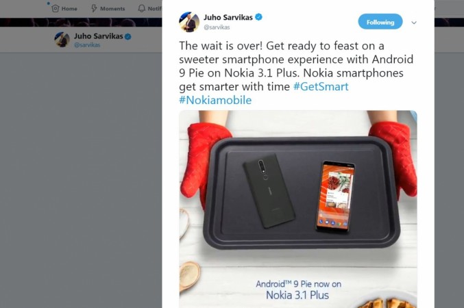 HMD Global Oy has released Android Pie to Nokia 3.1 Plus HMD Global Oy, Nokia 3.1 Plus, Android Pie