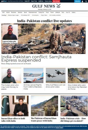 A screen capture of Gulf News newspaper's website of Thursday, February 28, 2019. gulf news page