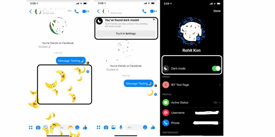With just a crescent Moon emoji, you can activate dark mode on Facebook Messenger app. Facebook Messenger, dark mode
