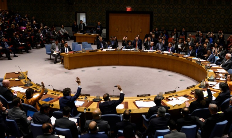 The members of the United Nations Security Council hold a meeting to vote for a resolutions on controlling the turmoil in Venezuela on February 28, 2019 at the United Nations in New York. The members of the United Nations Security Council hold a meeting to vote for a resolutions on controlling the turmoil in Venezuela on February 28, 2019 at the United Nations in New York.