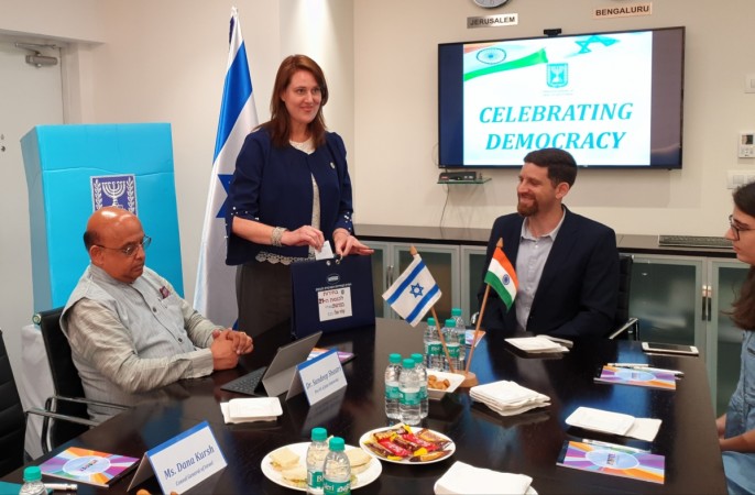In the picture, From L - Prof. Sandeep Shastri, Professor at Jain University and Political Commentator, Dana Kursh, Consul General of Israel to South India, at the Israeli Consulate casting her vote and Ariel Seidman, Deputy Consul General, overseeing the voting process. Celebrating the vibrant democracies of India and Israel