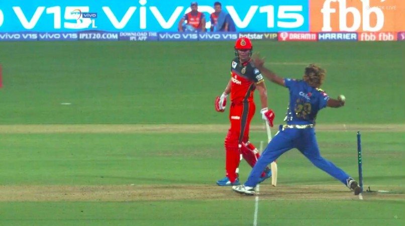 Malinga clearly overstepped but umpire S Ravi did not spot it. Lasith Malinga no ball