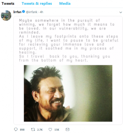 Irrfan Khan's post Irrfan Khan's post