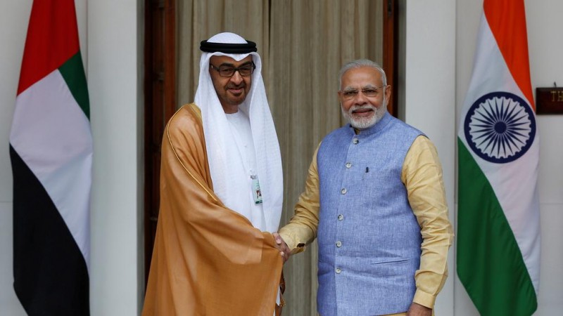 Prime Minister Narendra Modi with Sheikh Mohammed bin Zayed Al Nahyan, Crown Prince of Abu Dhabi. Narendra Modi with Sheikh Mohammed bin Zayed Al Nahyan