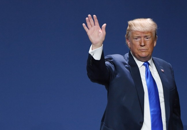 U.S. President Donald Trump waves after speaking during the Republican Jewish Coalition's annual leadership meeting at The Venetian Las Vegas on April 6, 2019 in Las Vegas, Nevada. Trump has cited his moving of the U.S. embassy in Israel to Jerusalem and his decision to pull the U.S. out of the Iran nuclear deal as reasons for Jewish voters to leave the Democratic party and support him and the GOP instead. donald trump