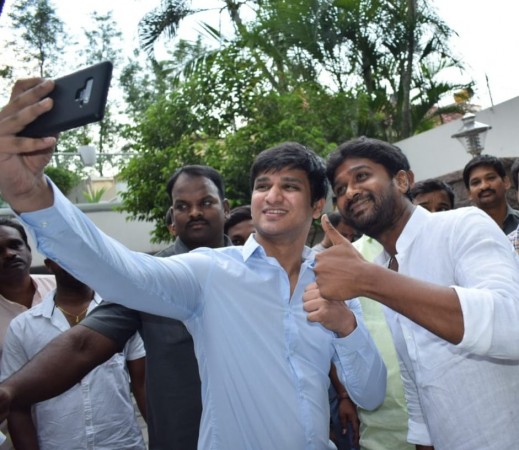 Nikhil Siddhartha with Minister Talasani Srinivas Yadav and his son Talasani Sai Kiran Yadav Nikhil Siddhartha with Minister Talasani Srinivas Yadav and his son Talasani Sai Kiran Yadav