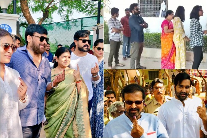 Image result for chiranjeevi and Ram charan cast their votes 2019