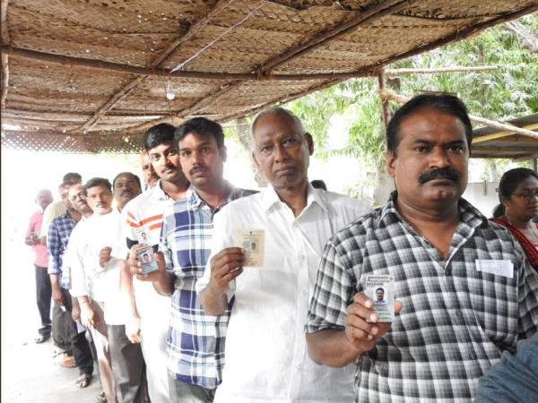 Elections for the 18 assembly segments where by-polls are being held saw a turnout of 55.97 per cent at 3 pm. tamil nadu voting